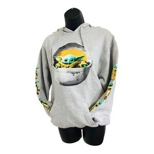 Star Wars The Mandalorian gray kangaroo pocket sweatshirt hoodie size small new